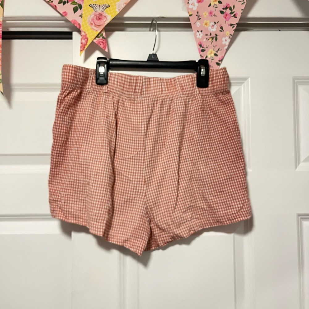 Z Supply High-Waist Pink Gingham Shorts